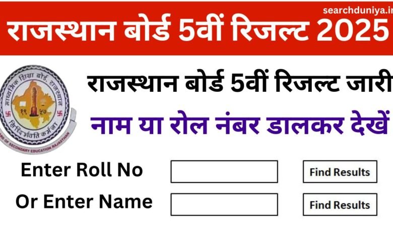 RBSE Class 5th Result 2025: राजस्थान बोर्ड 5वीं कक्षा का रिजल्ट जारी यहां से चेक करें